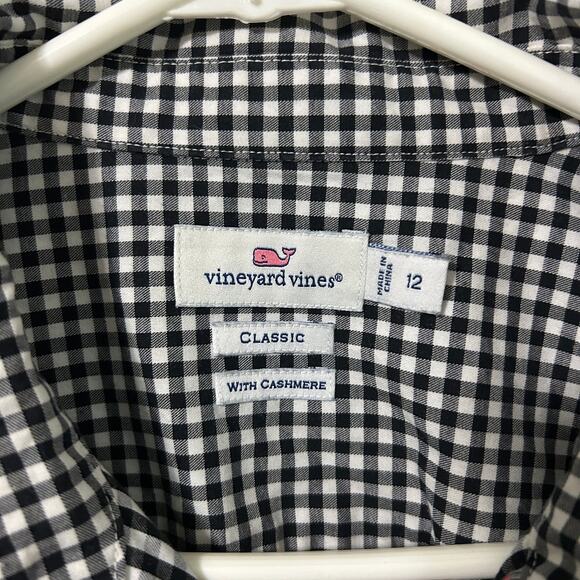 Vineyard Vines Gingham Button Up Shirt Black White Cotton Cashmere 12 - Picture 6 of 9